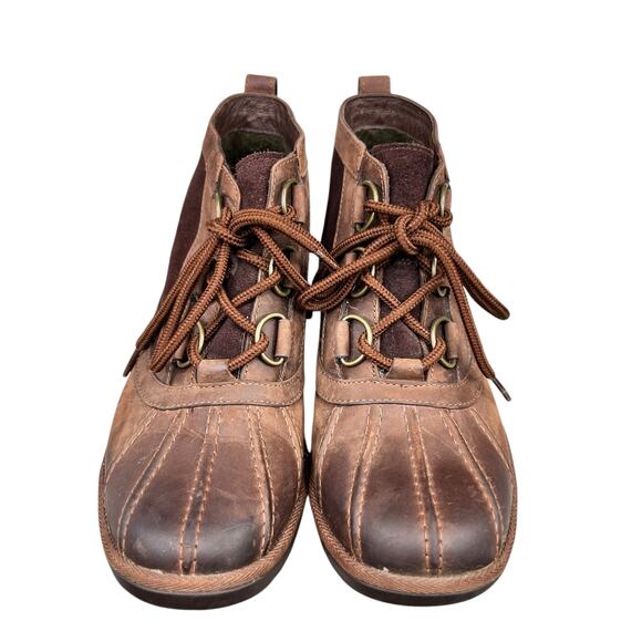 UGG Women’s Heather Brown Leather Duck Boot Size US 8 - Picture 7 of 10